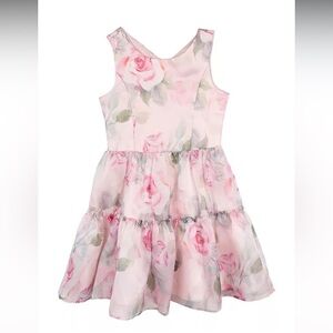 Pink floral organza dress